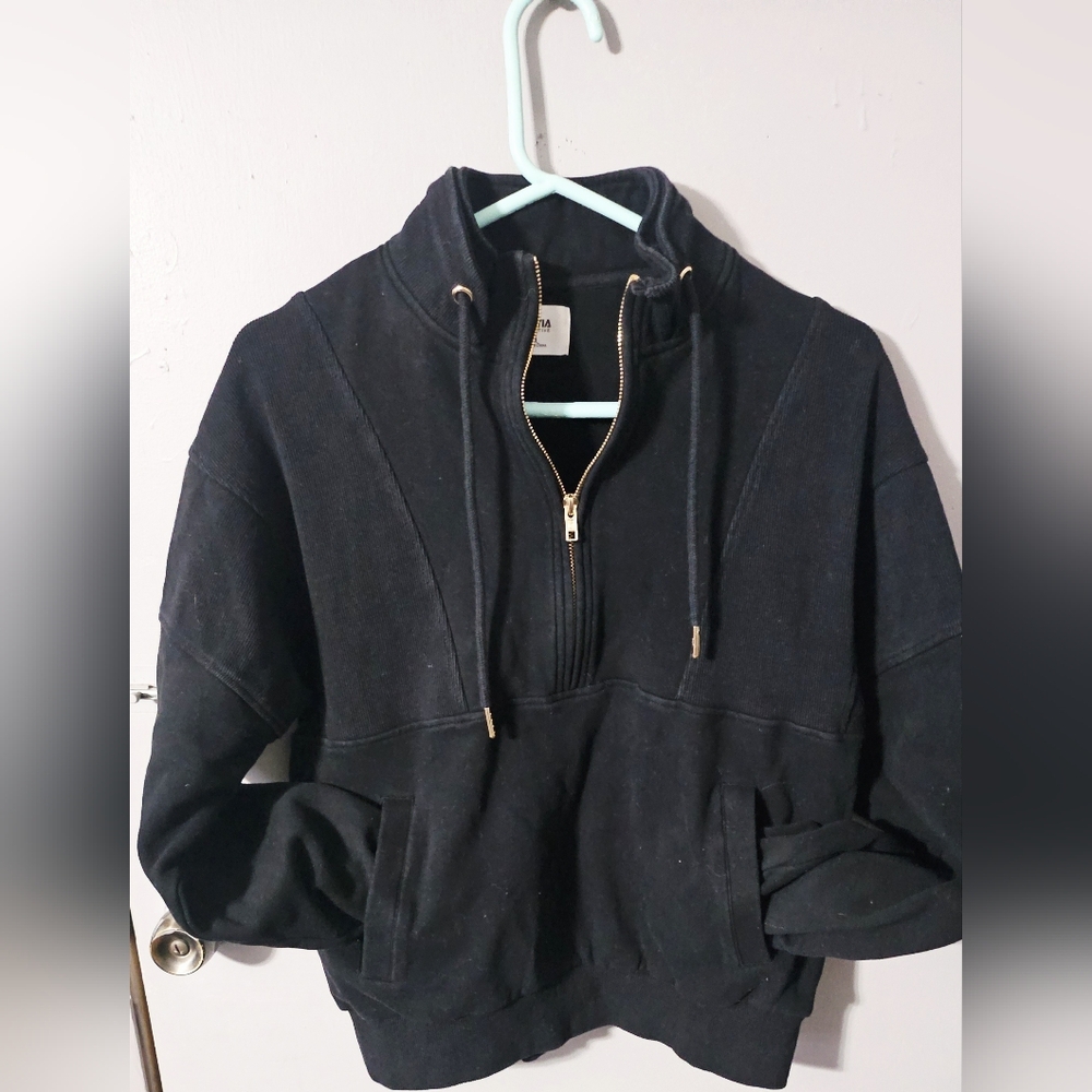 Womens ZYIA Active Quarter Zip Sweatshirt pullover black/gold size M